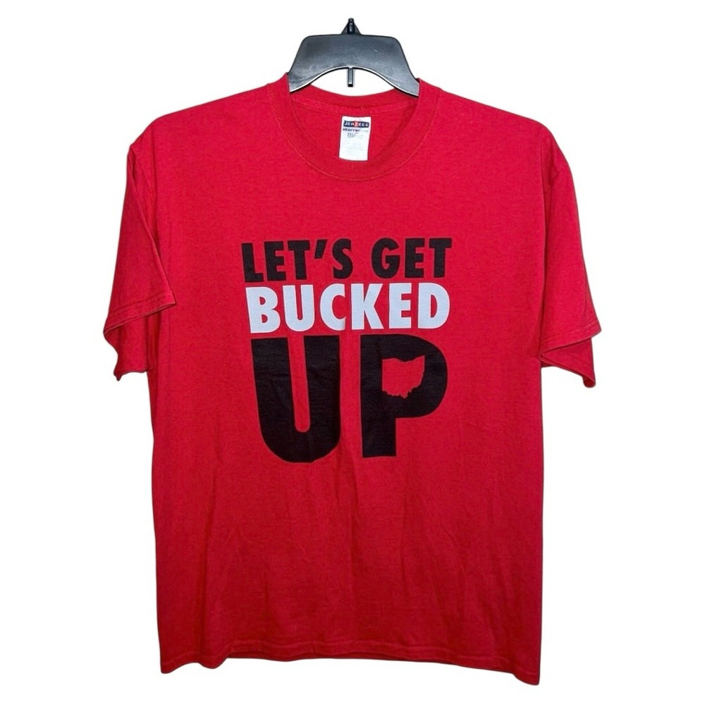 Jerzees Shirt Men’s Size XL Red Heavyweight State Of Ohio Themed Short Sleeve